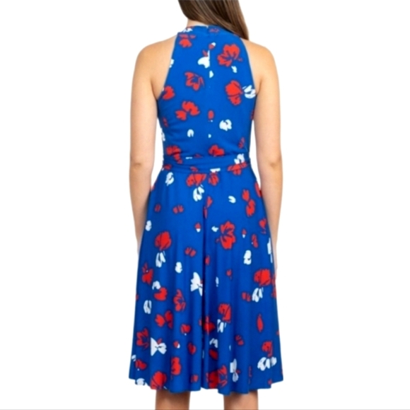 Tahari Blue Floral Halter Dress - Picture 2 of 5